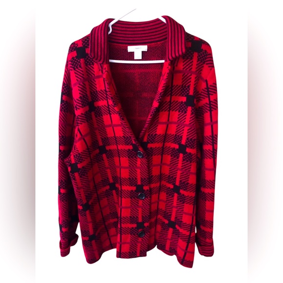 CJ Banks Sweaters - CJ Banks Plaid Cardigan Sweater